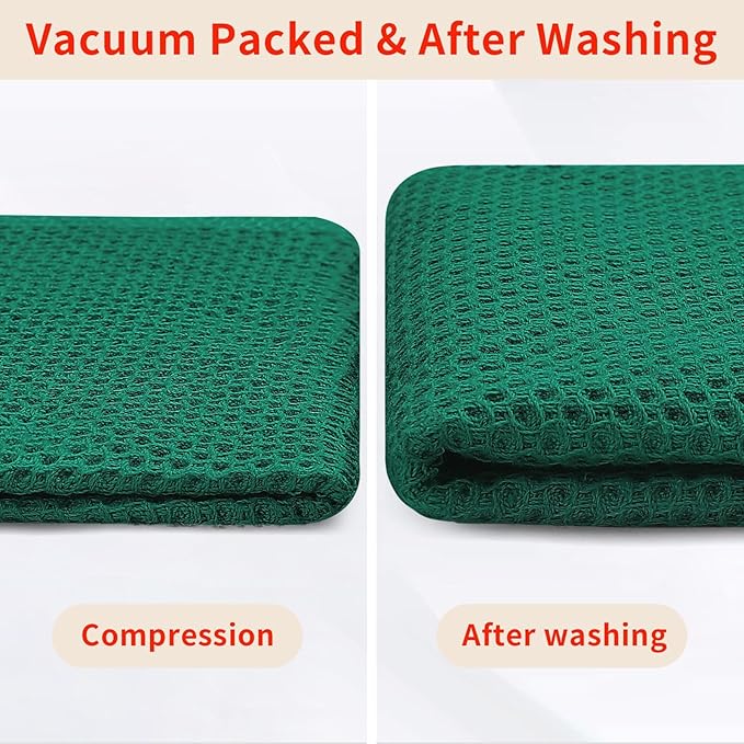 Homaxy 100% Cotton Waffle Weave Kitchen Dish Cloths, Ultra Soft Absorbent Quick Drying Dish Towels, 12 x 12 Inches, 18-Pack, Dark Green