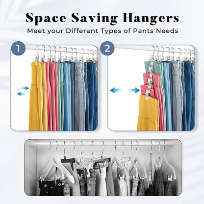 HOUSE DAY Legging and Yoga Pants Hangers with Clips 60 Pack, Closet Organizer Clips, Cruise Essentials 2026, Space Saving Hanging Clips for Hat, Bag, and Home Storage - Ivory