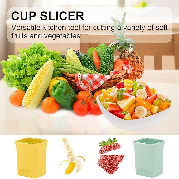 2Pcs Strawberry Slicer Cup：Fruit Slicer Cup for Strawberry Egg Banana Mushroom Cucumber Kiwi and Veggie Salad Speed Cutter the Kitchen Portable Slicing Tool (2pcs)