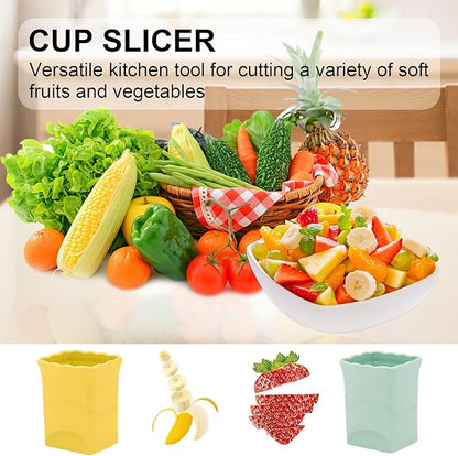 2Pcs Strawberry Slicer Cup：Fruit Slicer Cup for Strawberry Egg Banana Mushroom Cucumber Kiwi and Veggie Salad Speed Cutter the Kitchen Portable Slicing Tool (2pcs)