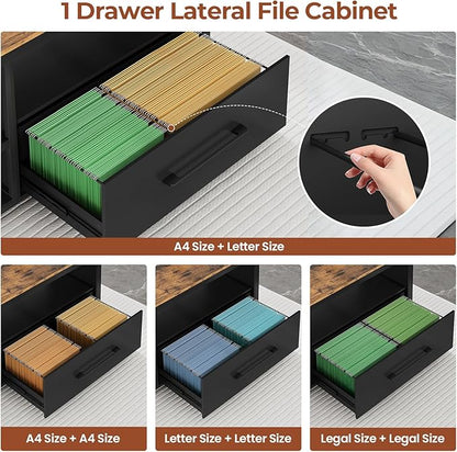 71" Executive Desk, Large Office Desk with Widen File Drawers & Power Outlets, Reversible L Shaped Computer Desk Corner Desk with Storage Shelves, CPU Stand, Hooks, Business Furniture