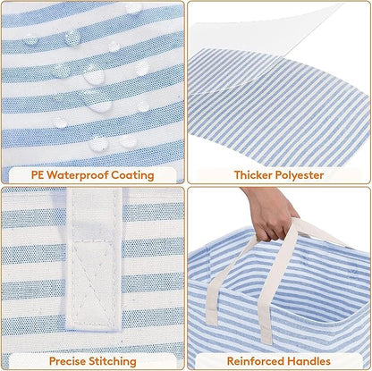 Lifewit 3 Pack Laundry Hamper Large Collapsible Laundry Baskets, Freestanding Waterproof Clothes Hamper with Easy Carry Handles in Laundry Room Bedroom Bathroom College Dorm, Blue, 3 x 80L