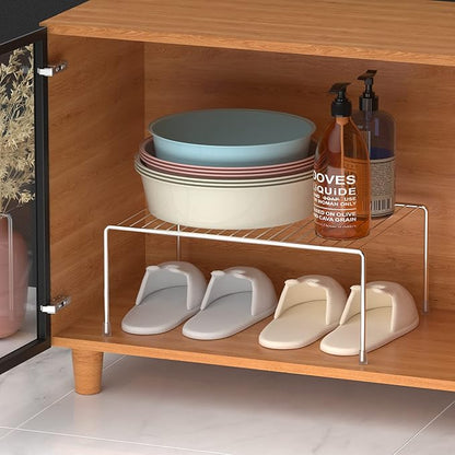 iPEGTOP Large (15.7 x 9.4 Inch) Kitchen Freezer Cabinet Organizer Shelf, Set of 4 Rustproof Metal Wire Shelves Spice Shelf Rack Cupboard Storage for Fridge Pantries Countertops Utensils, Chrome