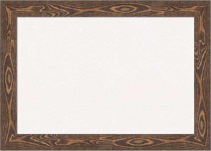 Amanti Art White Cork Board for Wall, 30x42 Vision Board with Brown Wood Frame, Large Corkboard Office Decor for Home Organization, Rustic Farmhouse Corkboard Pinboard to display items for home