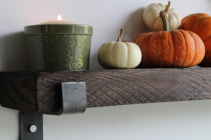 Urban Legacy Accent Shelves | Reclaimed Barn Plank | Set of 2 with Full Brackets (Coffee Bean 40" x 4.5" x 2")