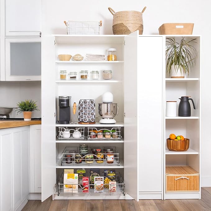 HOLDN’ STORAGE Pull Out Cabinet Organizer, Slide Out Drawer for Kitchen Cabinets & Pantry, Roll Out Shelf for Pots, Pans & Under Sink Storage, Heavy-Duty Full-Extension, 11"W x 21"D x 5"H
