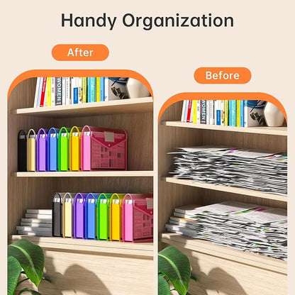 XingDuing 7 Pack Plastic Expanding File Folder, Transparent envelopes with Snap Closure, No Dividers, Large Capacity, Fit Legal/B4 Size for School, Office, Home, Hospital, 7 Colors