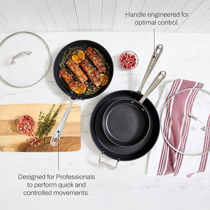 All-Clad HA1 Hard Anodized Non Stick Fry Pan Set 2 Piece, 8, 10 Inch, Induction, Oven Broiler Safe 500F, Pots and Pans Set, Kitchen Frying Pans, Skillets, Premium Cookware, Home, Dishwasher Safe Black