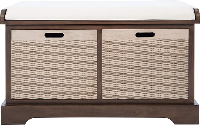 Safavieh Home Collection Landers Brown 2-Drawer/Cushion Storage Bench (Fully Assembled) BCH5702C