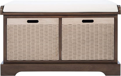 Safavieh Home Collection Landers Brown 2-Drawer/Cushion Storage Bench (Fully Assembled) BCH5702C