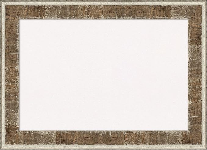 Amanti Art White Cork Board for Wall, 21x29 Vision Board with Brown Wood Frame, Medium Corkboard Office Decor for Home Organization, Country Rustic Corkboard Pinboard to Display Items for Home