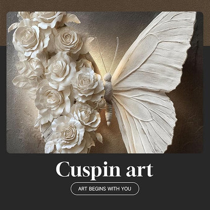 Framed Black and White Butterfly Wall Art, Modern Elegant Prints Paintings Artwork for Walls, Romantic Butterfly and Floral Pictures for Living Room Dining Room Bedroom Lounge Wall Decor 24x36 In
