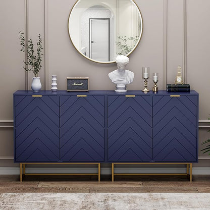 Scurrty Sideboard Cabinet, Buffet Cabinet with Storage Set of 2, Sideboard Storage Cabinet with Adjustable Shelf, Accent Cabinet for Living Room, Kitchen, Navy Blue, 4 Doors