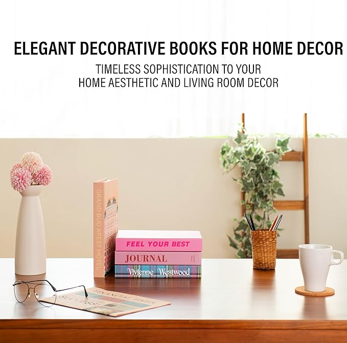 Velvet Medium | 4 PCS Faux Decorative Books for Home Decor | Not Real Books (Cardboard Boxes) | Coffee Table, Shelf Styling & Modern Aesthetic Accent Pieces for Living Room, Office