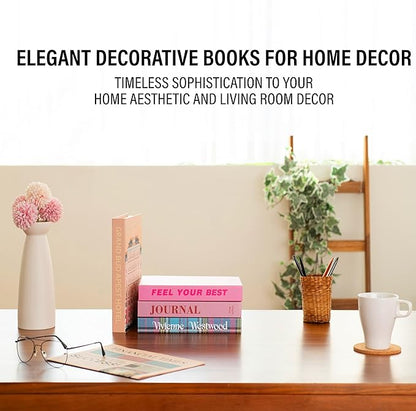 Velvet Medium | 4 PCS Faux Decorative Books for Home Decor | Not Real Books (Cardboard Boxes) | Coffee Table, Shelf Styling & Modern Aesthetic Accent Pieces for Living Room, Office
