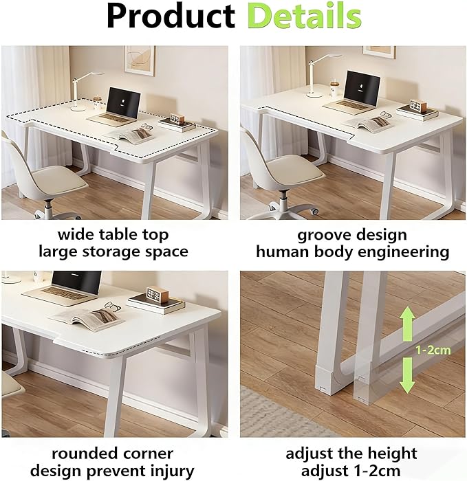 Small Computer Desk Gaming Desk 31.5 inch Modern Simple Style White Writing Study Table for Home Office Bedroom Living Room Easy Assembly