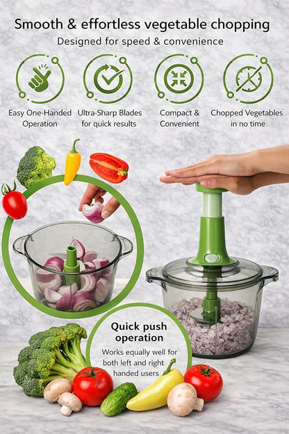 Brieftons Express Manual Food Chopper: Large 8.5-Cup, Hand Chopper Vegetable Cutter to Chop Veggies, Fruits, Herbs, Garlic Onion Chopper for Salsa, Salad, Pesto, Guacamole, Coleslaw, Indian Cooking