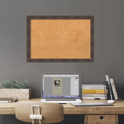 Amanti Art Natural Cork Board for Wall, 18x26 Vision Board with Brown Wood Frame, Medium Corkboard Office Decor for Home Organization, Rustic Farmhouse Corkboard Pinboard to display items for home