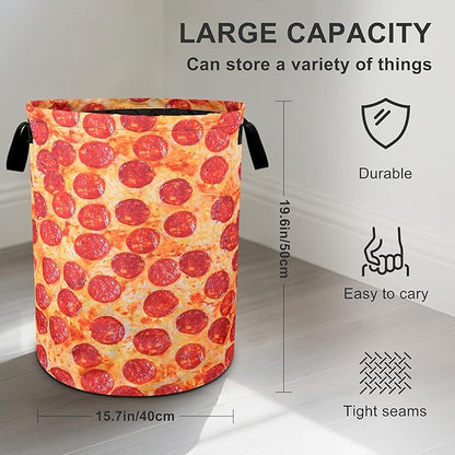 Pizza Texture Laundry Basket Laundry Hamper With Handles Collapsible Laundry Baskets Storage Basket For Room Bathroom Bedroom Decor