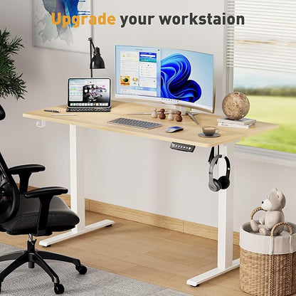 63 x 28 Inch Electric Standing Desk Adjustable Height, Sit Stand Desk, Stand up Desk for Home Office, Computer Workstation (Spliced Desktop,Oak)