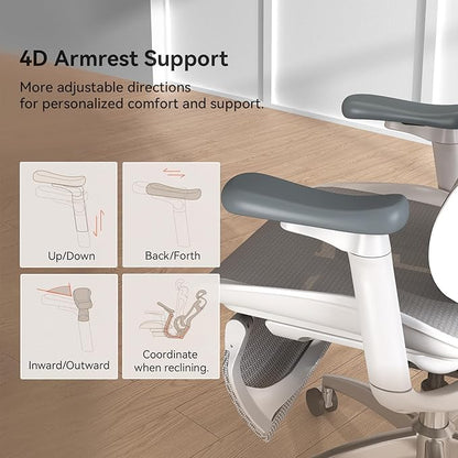 SIHOO Doro C300 Ergonomic Office Chair with Footrest, Ultra Soft 3D Armrests, Dynamic Lumbar Support for Home Office Chair, Adjustable Backrest Desk Chair, Swivel Big and Tall Computer Chair (Grey)