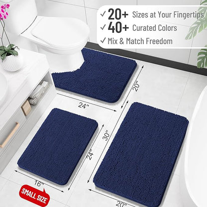 OLANLY Bathroom Rugs 35x24, Extra Soft Absorbent Chenille Bath Rugs, Rubber Backing Quick Dry, Machine Washable Bath Mats for Bathroom Floor, Tub and Shower, Home Decor Accessories, Twilight Sapphire