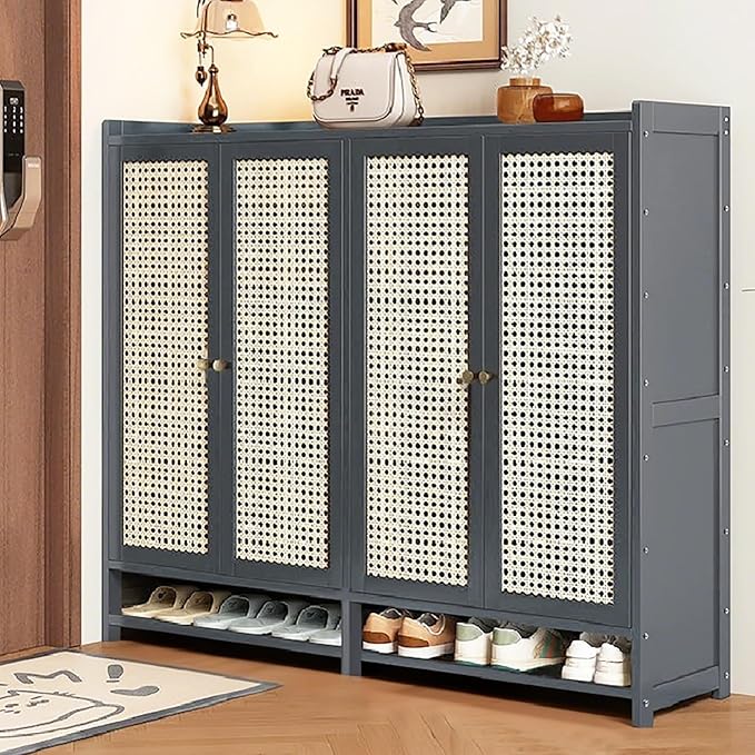 7-Tier Bamboo Shoe Cabinet,Shoe Storage Cabinet with Doors, 36-40 Pairs Freestanding Shoes Cabinet Organizer, Large Shoe Cabinet for Entryway, Hallway, Living Room