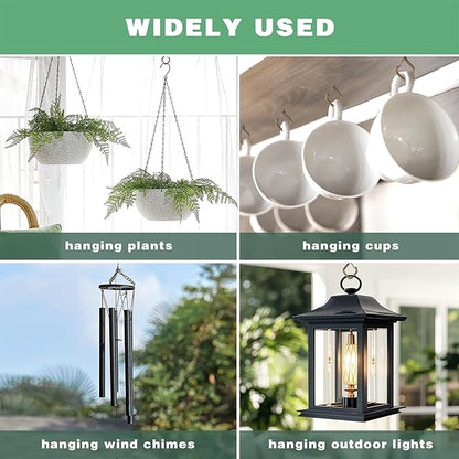 12 PCS Q-Hanger Hooks for String Lights, Ceiling Hangers for Plants & Wind Chimes, Christmas Decorations Outdoor Hooks Bronze
