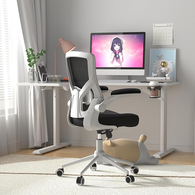 Office Chair, High Back Desk Chair Adjustable Height and Ergonomic Design Home Office Computer Chair, Executive Lumbar Support Padded Flip-up Armrest Office Chair