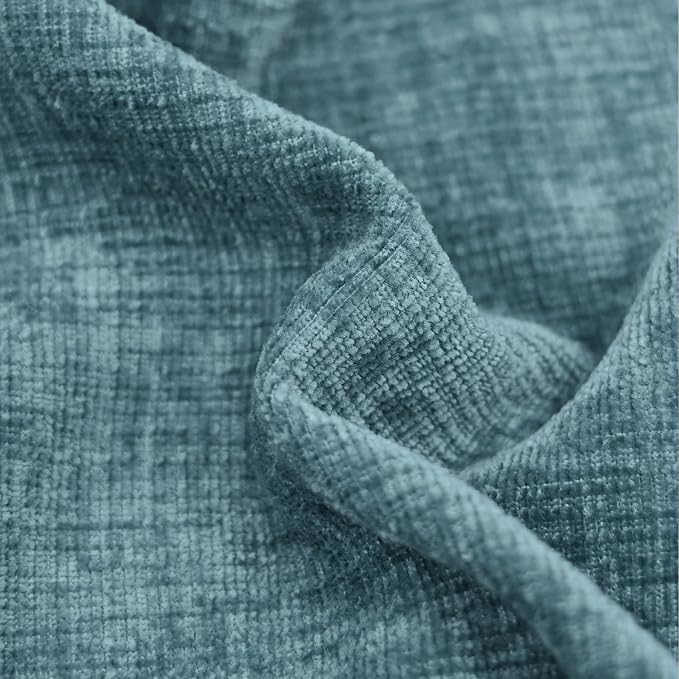 CaliTime Throw Pillow Covers Decorative 12 X 20 Inches Pack of 2 Cozy Chenille Cushion Cases for Couch Sofa Bed Living Room Home Smoke Blue