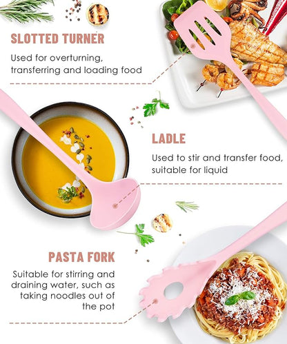 Kitchen Utensils Set-12 Pieces Silicone Cooking Utensils Set (Dishwasher Safe) 392°F Heat Resistant Spatula Set, Nonstick Cookware
