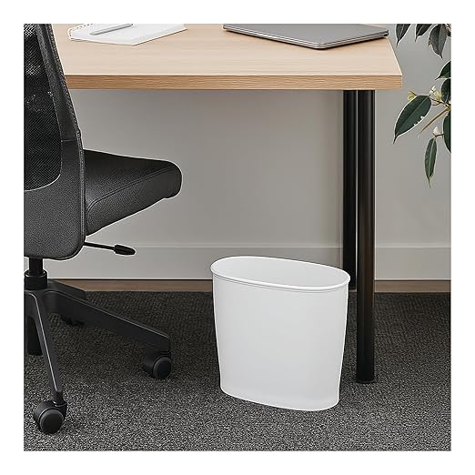 iDesign Slim Plastic Bathroom Trash Can, Small Garbage Bin for Bedroom, Office, Desk, Dorm, White