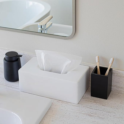 Yew Design Matte White Tissue Box Cover Rectangular, Facial Tissue Dispenser for Bathroom, Kitchen, Bedroom, Office, Hotel, Restaurant, Countertop, Nightstand, Car, and Desk