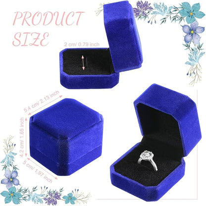 Junkin 24 Pieces Christmas Velvet Ring Box Earring Jewelry Display Box Ring Case for Xmas Wedding Engagement Birthday Proposal and Anniversary 2.13 x 1.97 x 1.65 Inch(Blue)