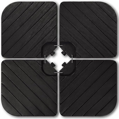 Best Choice Products 4-Piece Cantilever Offset Patio Umbrella Base Weight Set, Heavy-Duty Fillable Stand Plates for Water or Sand, Easy-Fill Spouts, Wood Grain Finish - Black