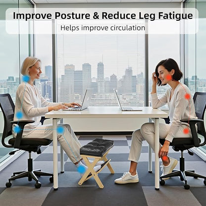 Foot Rest Under Desk at Work, Under Desk Footrest with Double Step Wooden Ergonomic Design, Non-Slip EVA Surface, Office Foot Stool for Posture Support, Leg Relief, Home Office & Gaming