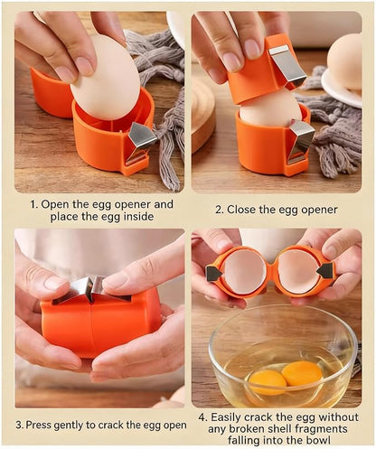 Egg Shell Opener + Large 3.5" Nonstick Egg Rings 2026 New Set, Round Mold - Griddle Cooking Shaper, Multifunctional Egg Separator for Raw & Hard Boiled Eggs, Kitchen Egg Peeler Shell Remover Gadget