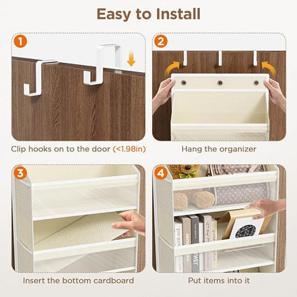 Mefirt Over The Door Organizer, 7 Tier Door Hanging Organizers with 7 Large Pockets 14 Side Pockets, Behind Door Storage Hanging Shelves for Closet Bathroom Bedroom Nursery