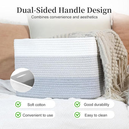 Hopegiver 1 Pack Woven Storage Baskets for Shelves, 15x11x10 Inch Cotton Rope Decorative Organizer Bins for Blanket Clothes Book Baby Pet, Gift Toy Basket for Living Room, Office, Bathroom & Nursery