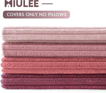 MIULEE Pack of 4 Purple Pink Valentines Corduroy Decorative Throw Pillow Covers 20x20 Inch Soft Boho Striped Pillow Covers Modern Farmhouse Spring Home Decor for Sofa Living Room Couch Bed