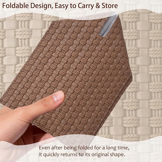 Tissue Box Cover 2-Pack, Square Tissue Holder with Bottom Belt, Modern Tissue Case Facial Paper Organizer Dispenser for Bathroom, Office, Home, Table, Car, Woven Pattern Brown