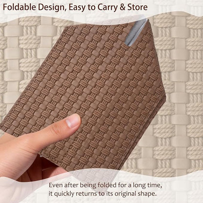 Tissue Box Cover 2-Pack, Square Tissue Holder with Bottom Belt, Modern Tissue Case Facial Paper Organizer Dispenser for Bathroom, Office, Home, Table, Car, Woven Pattern Brown