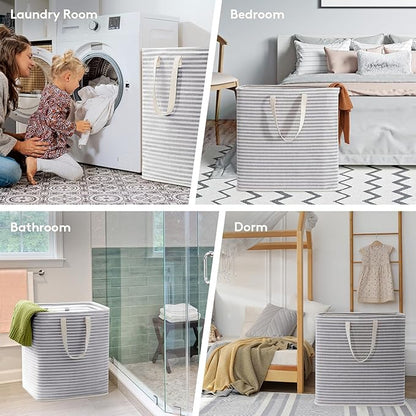 Lifewit 2 Pack Laundry Hamper Large Collapsible Laundry Baskets, Freestanding Waterproof Clothes Hamper with Easy Carry Handles in Laundry Room Bedroom Bathroom College Dorm, Grey, 2 x 90L