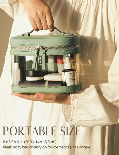 Popvibe Clear Makeup Bag Travel Cosmetic Case Transparent Toiletry Bag with Zipper, Portable Make Up Organizer Traveling Compact Car Bag for Essentials