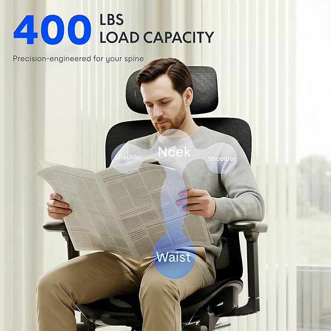 FLEXISPOT ErgoX Premium Ergonomic Office Chair with Footrest- Adjustable 3D Armrests, Dynamic Lumbar Support, Recline & Tilt Function, Mesh Seat, for Home & Office Use,Blue