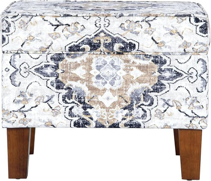 Spatial Order Home Decor | Dinah Collection Modern Storage Ottoman | Ottoman with Storage for Living Room & Bedroom(Antiqued Ebony Cream)