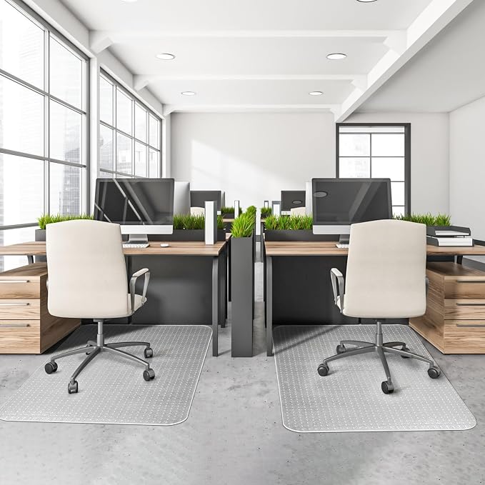 2 Pack Office Chair Mat for Carpets, 48'' x 60'' Clear Floor Mat for Carpeted Floors, Thick and Sturdy Carpet Protector with Grips, Easy Glide and Flat Without Curling