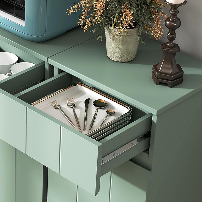 Small Bathroom Cabinet with Adjustable Shelves, Drawer, Anti-Tip Design, 14.96" L x 11.81" W x 32.09" H, Durable MDF for Bathroom, Kitchen, Laundry Storage, Soft-Close Door
