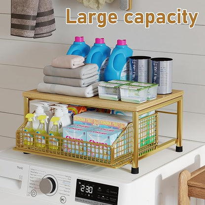 Funecy Coffee Pod Drawer Holder,Coffee Machine Storage Rack,Home Kitchen Counter Coffee Bar Organizer,Storage Basket Drawer (Gold)