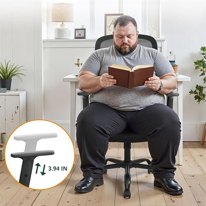 High Back Office Chair, Big and Tall Office Chair Ergonomic Comfy Chair Executive Desk Chair for Heavy Duty People 450Lbs Computer Chair with Adjustable Lumbar Support & Flip-up Arms